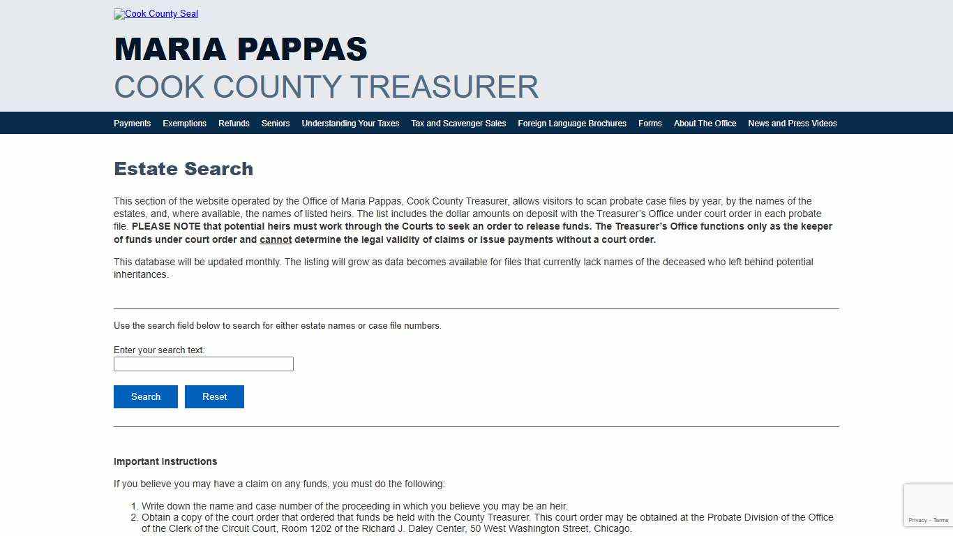 Cook County Treasurer's Office - Chicago, Illinois